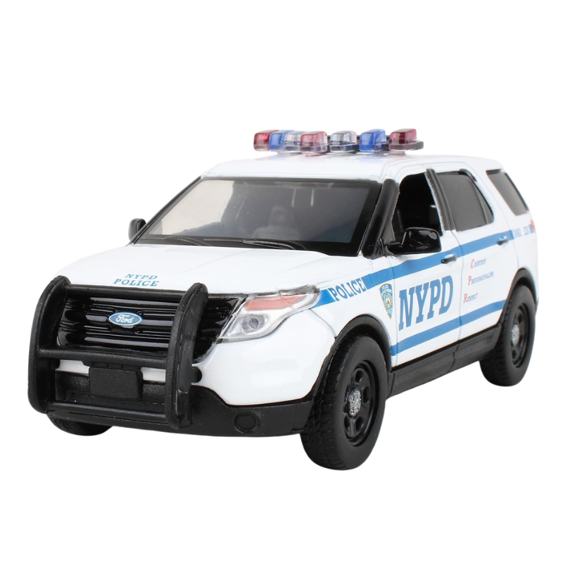 Daron NYPD Ford Police Interceptor diecast model front three quarter angle view