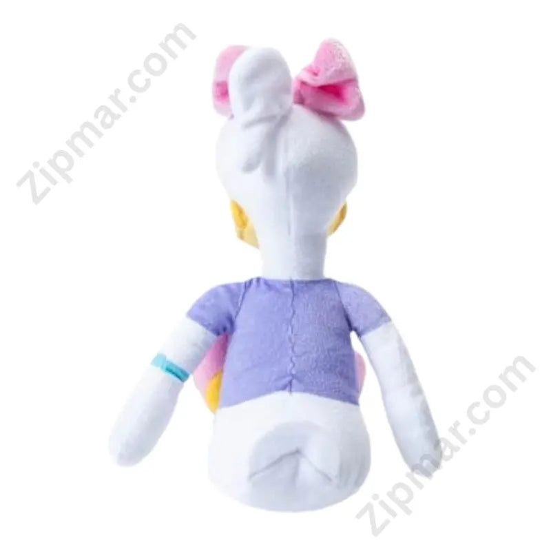 Disney Daisy Duck plush stuffed animal back view showing purple top and pink bow