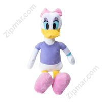 Thumbnail for Disney Daisy Duck plush stuffed animal standing front view with pink bow and purple dress top