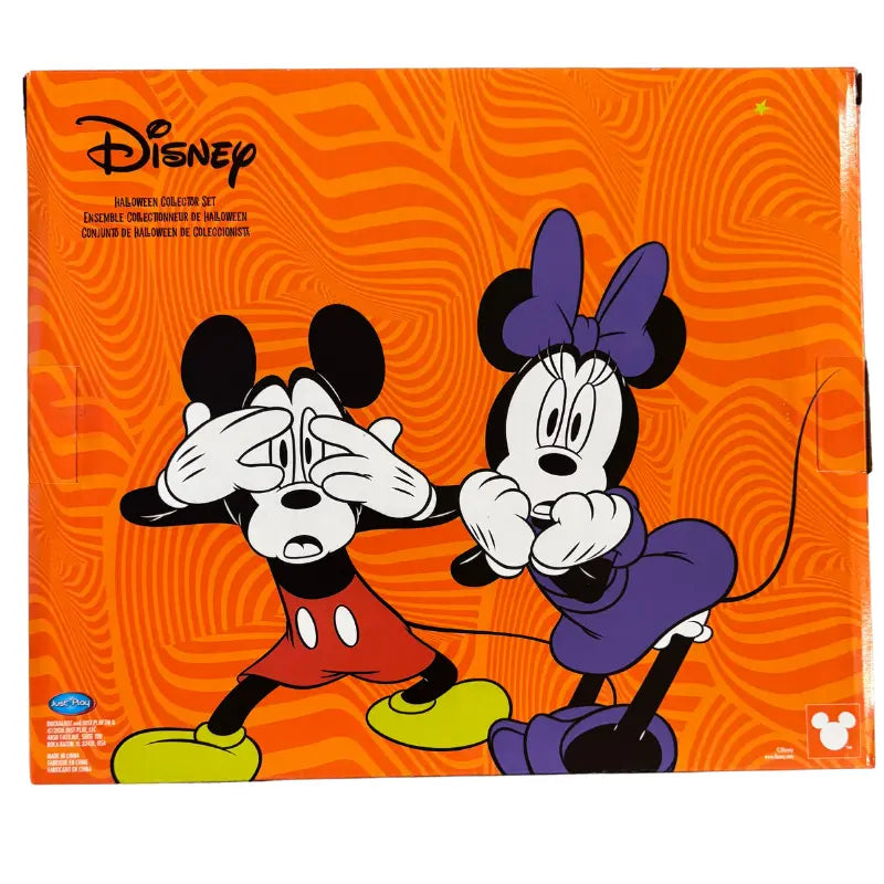 Packaging back view of Disney Duckalooz Halloween Collector Set featuring artwork of Mickey and Minnie Mouse