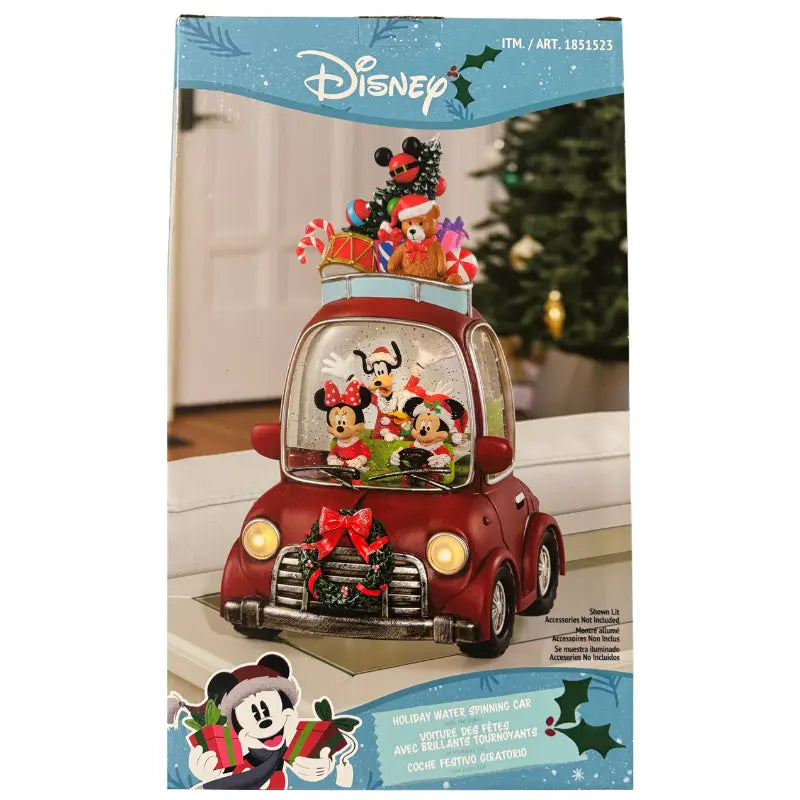 Disney Holiday Water Spinning Car box packaging illuminated view