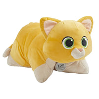 Thumbnail for Side view of Sox the cat plush from Disney Pixar Lightyear showing orange fur and name tag.