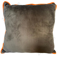 Thumbnail for Disney Winnie the Pooh Halloween throw pillow charcoal gray velvet reverse side with orange trim