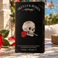 Thumbnail for Ed Hardy Skulls & Roses Eau De Toilette 1 fl oz 30 ml matte black box front view