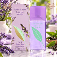 Thumbnail for Elizabeth Arden Green Tea Lavender Eau de Toilette Spray 3.3 oz 100 mL purple cap bottle beside pink box