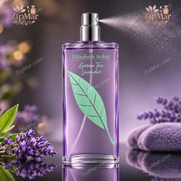 Thumbnail for Elizabeth Arden Green Tea Lavender Eau de Toilette bottle with silver sprayer spraying a fine mist