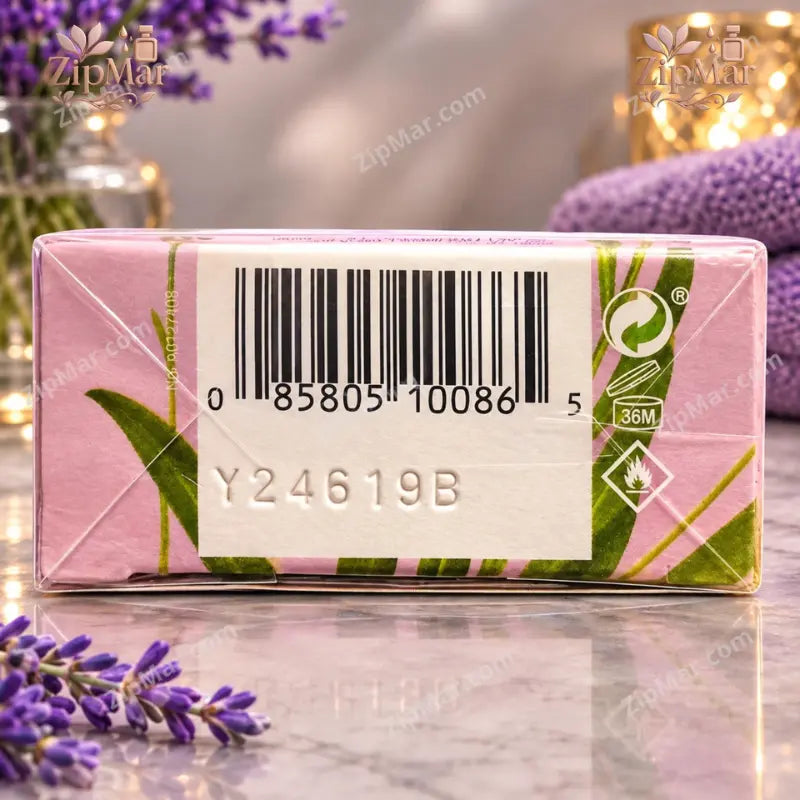 Elizabeth Arden Green Tea Lavender box bottom panel with UPC barcode and batch code Y24619B