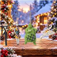 Thumbnail for Enesco Disney Traditions Jim Shore The Nightmare Before Christmas Holiday Ornament Set of 4 — Jack, Sally, Oogie Boogie, Zero front view in snowy outdoor scene