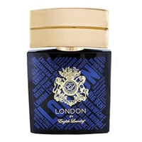 Thumbnail for Front view of the English Laundry Arrogant Eau de Toilette 3.4 oz (100 ml) men's cologne bottle with a golden cap and distinct London landmarks pattern.
