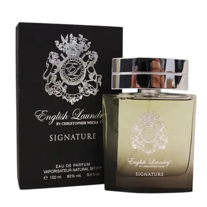 Front view of English Laundry Signature 3.4 oz Eau de Parfum bottle for men.