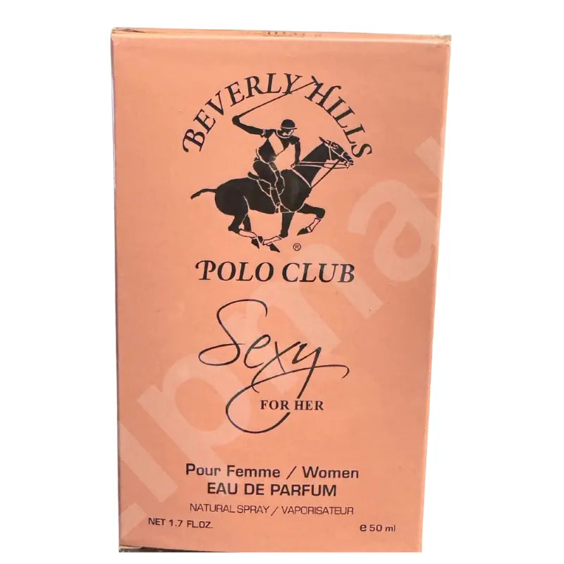 Front view of the Beverly Hills Polo Club Sexy for Her Eau de Parfum pink perfume box.