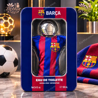 Thumbnail for FC Barcelona Barça Eau de Toilette 3.4 oz blue and red tin with football jersey bottle in the window