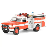 Thumbnail for High-angle front view of the GreenLight FDNY Ford F-350 Mini Pumper collectible toy vehicle.