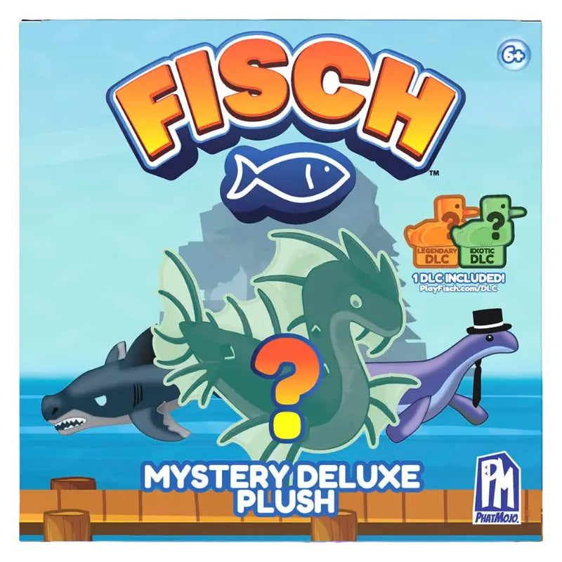 Fisch Mystery Deluxe Plush blind box front PhatMojo Roblox with DLC code included