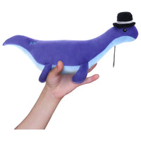Thumbnail for Fisch Mystery Deluxe Plush Shiny Nessie purple plesiosaur with bowler hat plush PhatMojo Roblox
