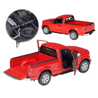 Thumbnail for Multiple views of the Ford F-150 diecast truck including a close-up of the detailed chassis and spare tire.