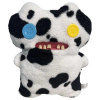 Thumbnail for Fuggler Bigg Fuggs Gaptooth McGoo cow print plush front face with button eyes and teeth