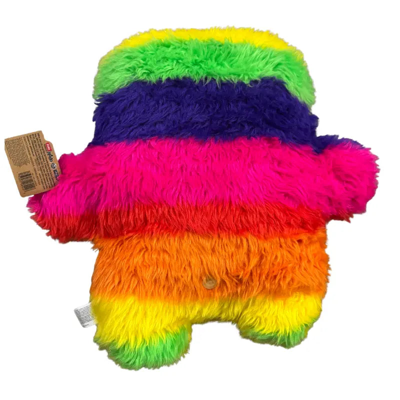 Fuggler Bigg Fuggs Stripey Rainbow Monster plush back view with hang tag