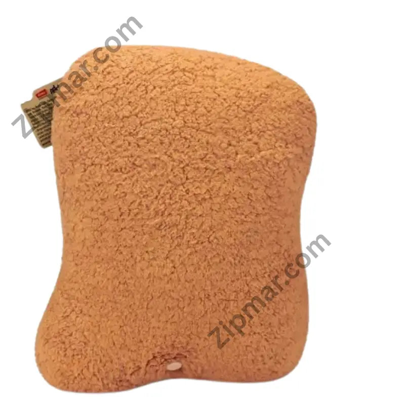 Fuggler Bigg Nuggets plush back view in curly orange brown sherpa fabric with sewn in tag