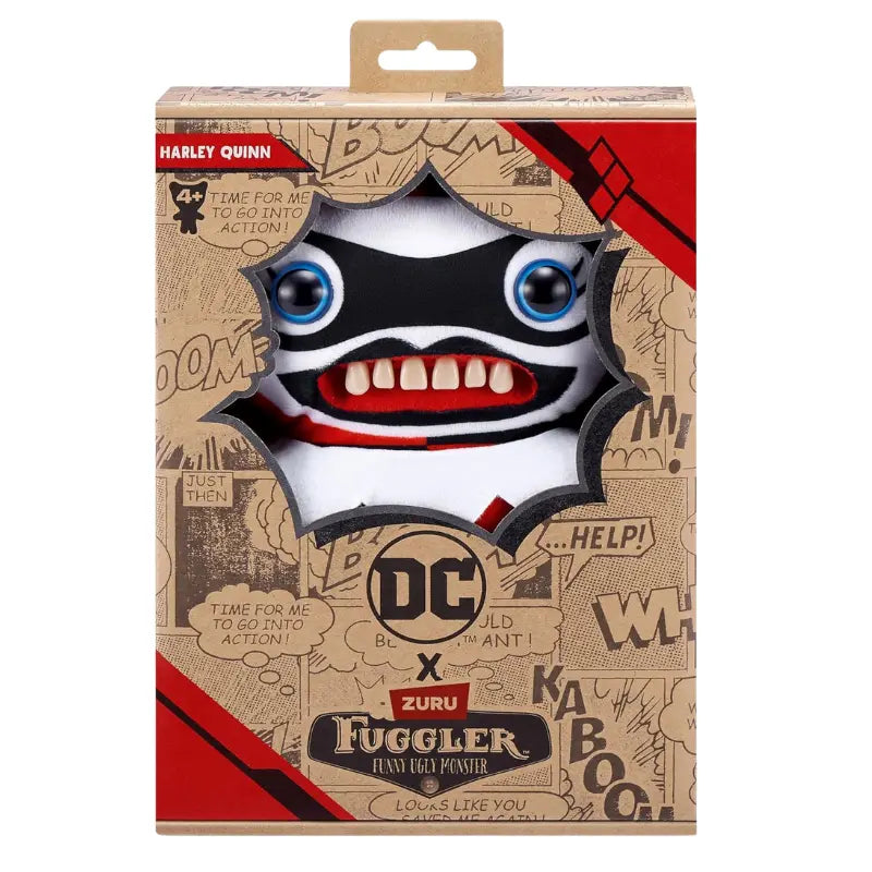 Fuggler DC x Zuru Harley Quinn Funny Ugly Monster Plush sealed in DC comic themed kraft paper collector display box