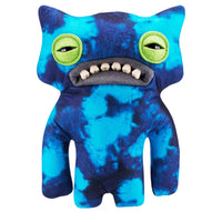 Thumbnail for Fuggler Funny Ugly Monster Laboratory Misfits Edition blue tie-dye plush with green eyes and human teeth front view