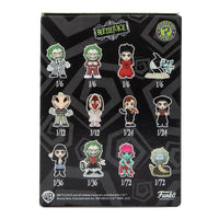 Thumbnail for Funko Mystery Minis Beetlejuice blind box back panel with all 12 characters and rarity ratios