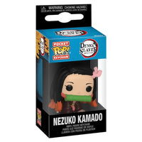 Thumbnail for Front view of the Funko Pocket Pop! Nezuko Kamado keychain packaging, showing the Nezuko vinyl figure with bamboo muzzle inside the window box with the Demon Slayer logo.