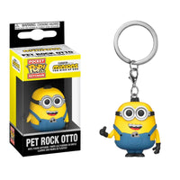 Thumbnail for Funko Pocket Pop Keychain Minions Rise of Gru Pet Rock Otto box alongside figure with keychain hardware