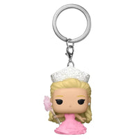 Thumbnail for Funko Pocket Pop Keychain Wicked Glinda vinyl figure with pink gown crystal crown and wand on silver keychain