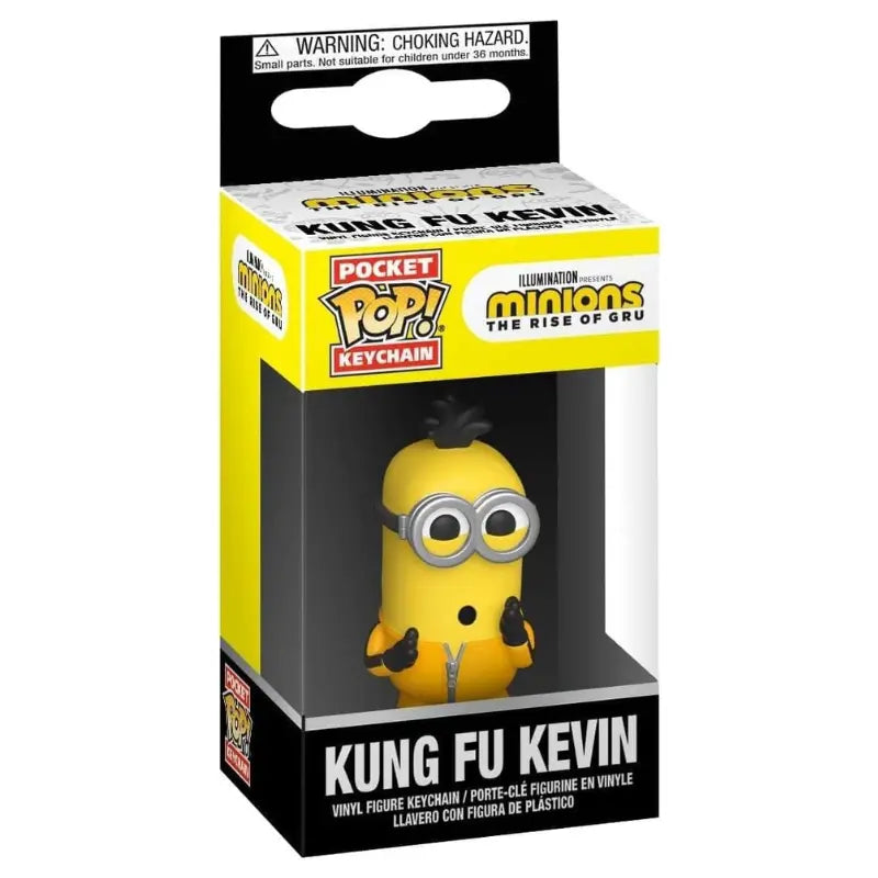 The front packaging of the Funko Pocket Pop! Minions The Rise of Gru Kung Fu Kevin Keychain.