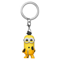 Thumbnail for A close-up view of the loose Funko Pocket Pop! Minions Kung Fu Kevin vinyl figure keychain wearing a yellow tracksuit.