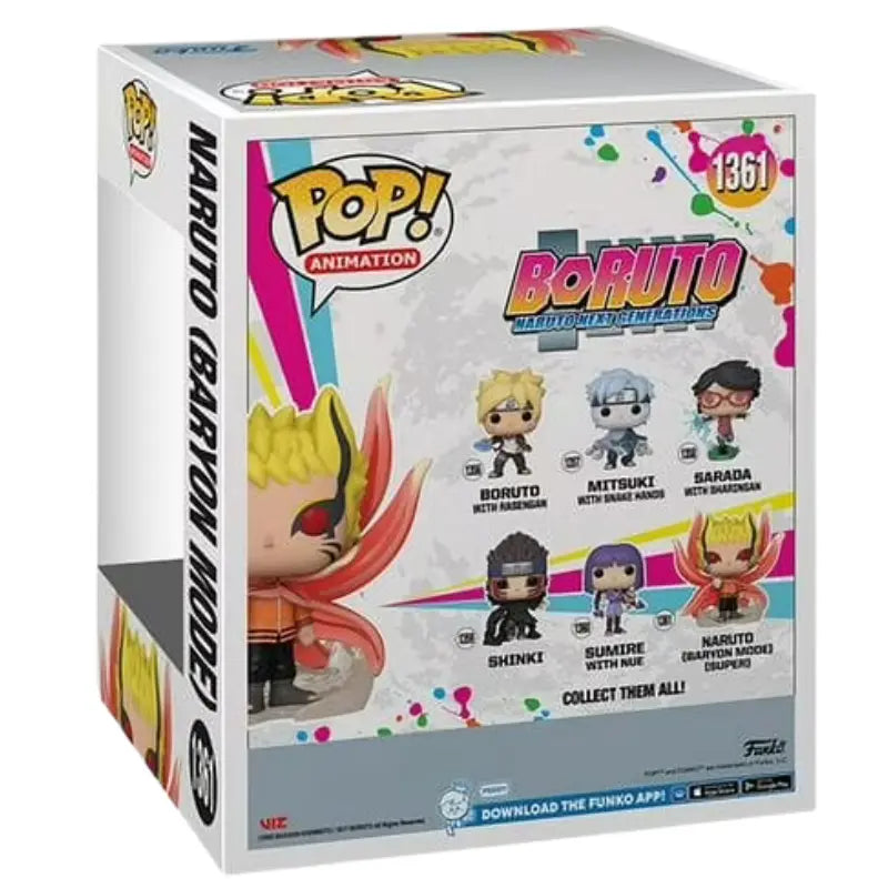 Funko Pop Animation Boruto Naruto Baryon Mode 1361 box back showing full Boruto wave lineup