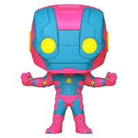 Thumbnail for Funko Pop Iron Man Mark 5 Blacklight Special Edition vinyl figure neon pink and blue