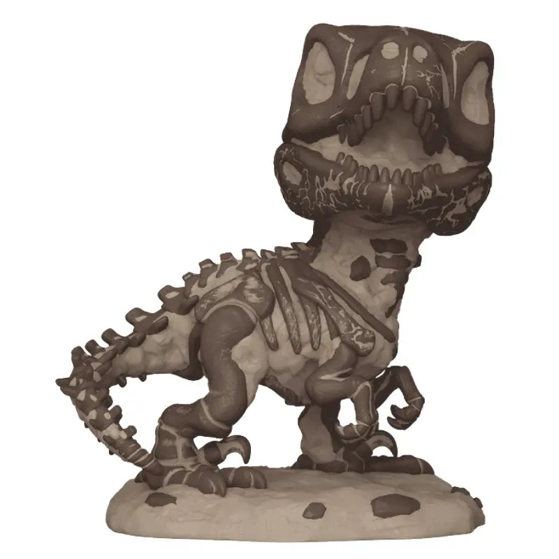 Funko Pop Jurassic World Velociraptor Skeleton 1733 vinyl figure sepia fossil finish with rocky terrain base