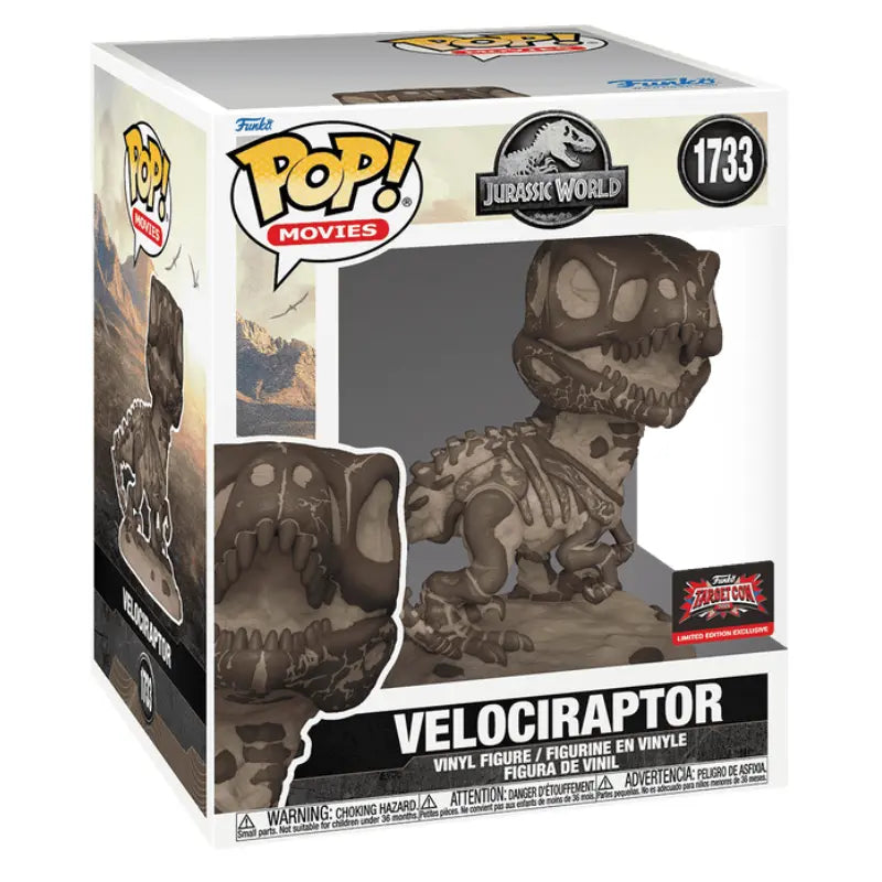 Funko Pop Movies Jurassic World Velociraptor Skeleton 1733 Target Con Limited Edition Exclusive sealed in collector box