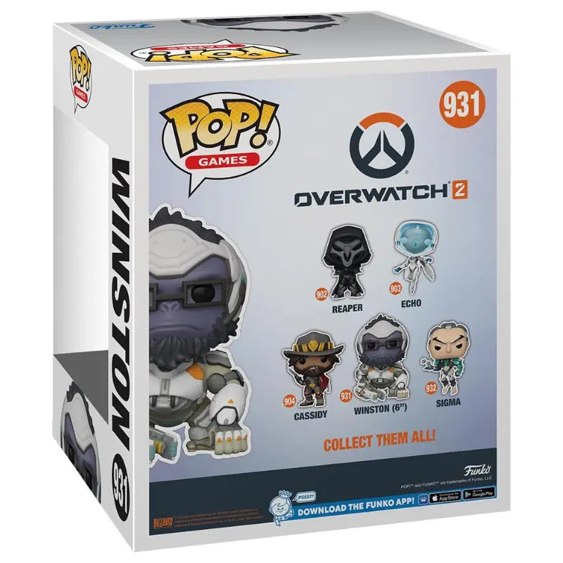 Funko Pop Games Overwatch 2 Winston 931 box back showing full wave lineup