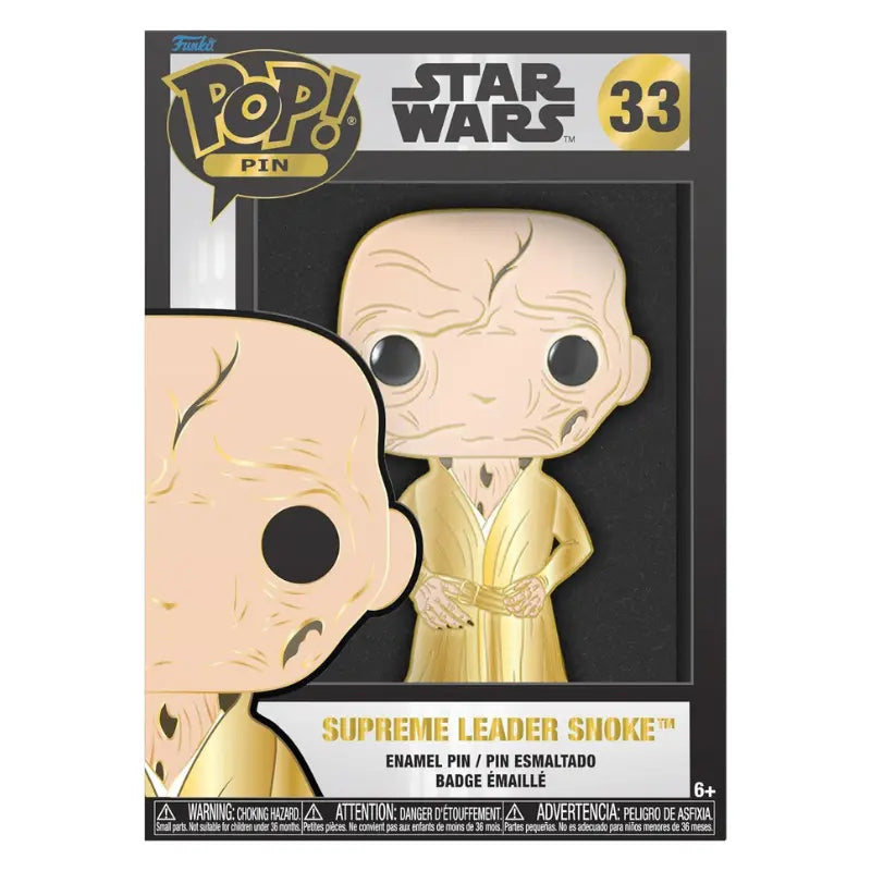 Funko Pop Pin Star Wars Supreme Leader Snoke 33 large enamel pin sealed on black Star Wars collector display card