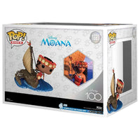 Thumbnail for Funko Pop Rides Disney 100 Moana with Canoe 1323 box back showing Disney 100 Anniversary branding and film reference image