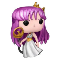 Thumbnail for Funko Pop Saint Seiya Saori Kido 1463 Diamond Collection Special Edition side angle view with gold staff