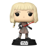 Thumbnail for Close-up view of the Funko Pop! Star Wars Ahsoka Shin Hati #687 vinyl bobblehead figure with a red lightsaber.
