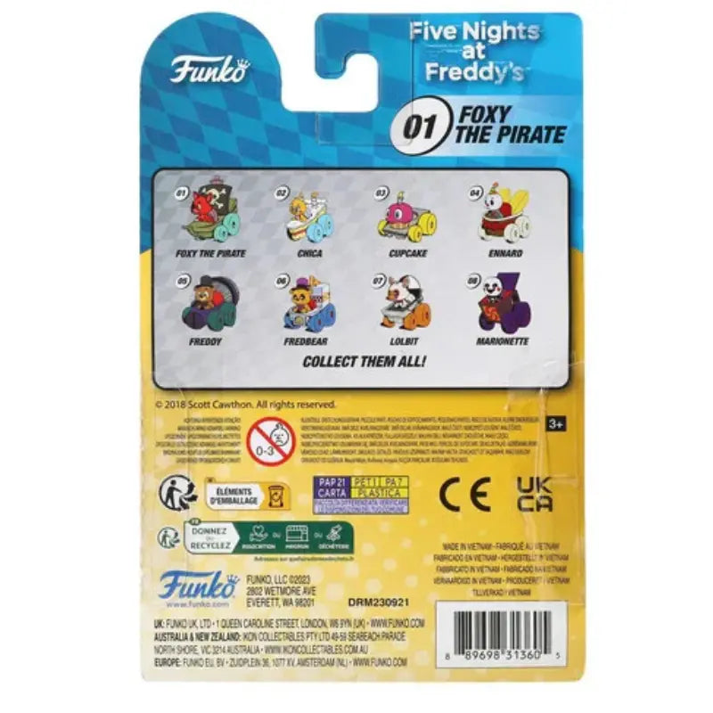 Back of Funko Racers packaging showing the complete series 1 collection.