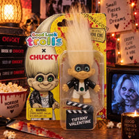 Thumbnail for Good Luck Trolls Tiffany Valentine carded troll in a horror movie themed display