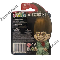 Thumbnail for Back of Good Luck Trolls x The Exorcist Believer card with warnings, Headstart address, Made in China and barcode