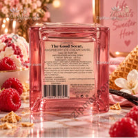 Thumbnail for “Curations By The Good Scent Raspberry Ice Cream Swirl eau de parfum back label with ingredients and barcode”