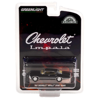 Thumbnail for GreenLight 1:64 scale 1967 Chevrolet Impala Sport Sedan diecast car in Hobby Exclusive blister pack packaging.
