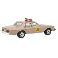 Thumbnail for Rear driver side perspective view of the 1:64 GreenLight Iowa State Patrol 1987 Chevrolet Caprice diecast car.