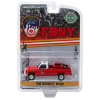 Thumbnail for Greenlight FDNY 1986 Chevrolet M1008 fire truck red white hobby exclusive 1:64 diecast blister pack front