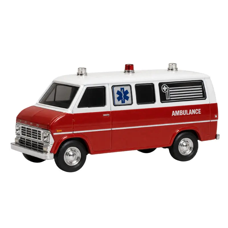 Greenlight Hollywood Airplane 1970 Ford Club Wagon Ambulance three quarter front diecast 1:64