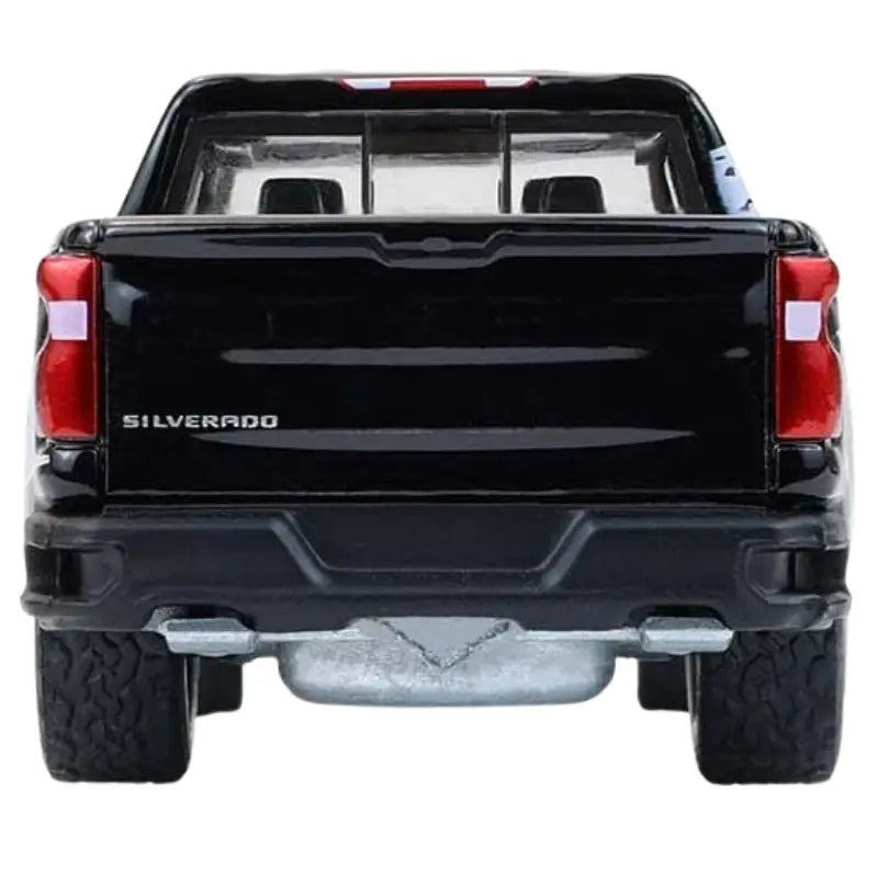 Rear view of Greenlight Chevrolet Silverado diecast truck showing tailgate
