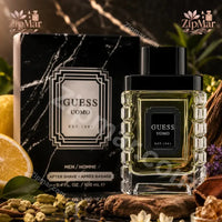 Thumbnail for Guess Uomo After Shave for Men 3.4 fl oz 100 mL black marble box and faceted bottle with black cap